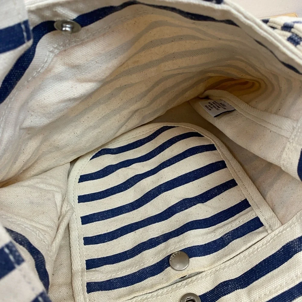 Baggu Duck Bag Navy and White Stripe Canvas Tote Bag - Picture 5 of 8